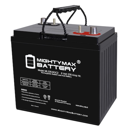 Mighty Max Battery 6V 230AH Dual Terminal SLA Replacement Battery Compatible w/ BCI Group GC2 Deep Cycle AGM Scrubber MAX4093450