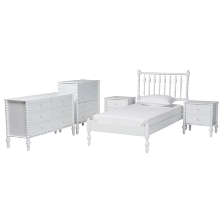 Baxton Studio Callison Bedroom Set with Chest, White, Twin 271-14733-14743-14741-14737-14737-ZORO