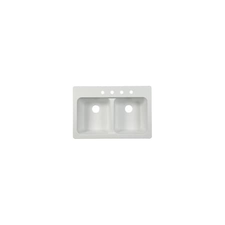 Kindred Kitchen Sink, 4-Deck Hole, 33 in OAW, 22 in OAH, 9 in OAD, Tectonite, White, Top Mounting FTW904BX
