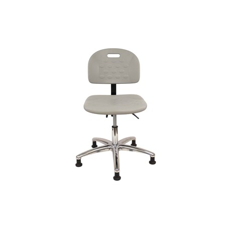Blue Ridge Ergonomics Polyurethane Chair Chrome-Desk Height with Stationary Glides in Gray Polyurethane HPDHCH-CR-T0-A0-RG-GRY