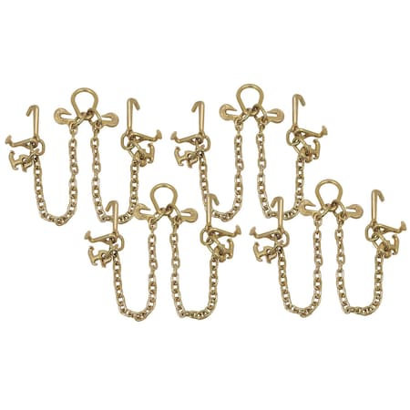 Mytee Products 5/16 in G70 V-Chain Bridle w/ RTJ Cluster Hooks 3 ft Leg 4700 # WLL Wrecker, 4PK CH5163V-RTJ-GHx4