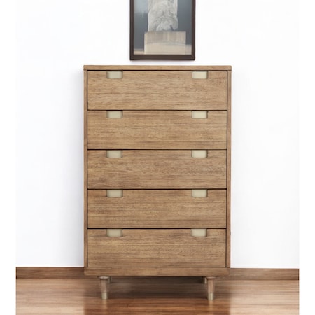 Homeroots 33" Brown Solid Wood Five Drawer Dresser 524132