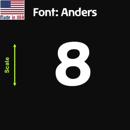 Aacc Self-Adhesive Vinyl Number: 8, Size: 12 cm. Color: White Font: Anders, 24PK AACC-Anders-N8-White-M12x24