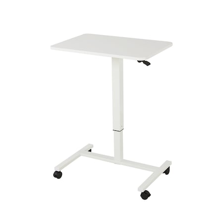 Homeroots Adjustable White Wood and Stainless Steel Rolling Standing Desk 535346
