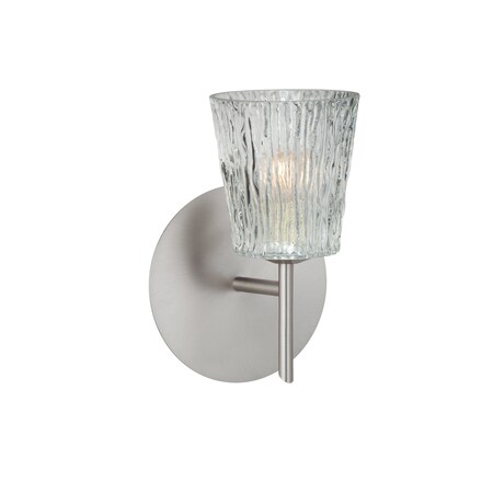 Besa Lighting Nico 4 Mini Sconce, Clear Stone, Satin Nickel Finish, 1x40W Halogen 1SW-512500-SN