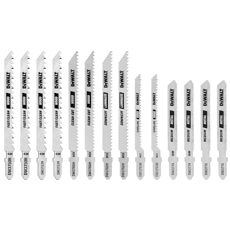 Dewalt 14 Pc. T-Shank Jig Saw Blade Set with Case DW3742C