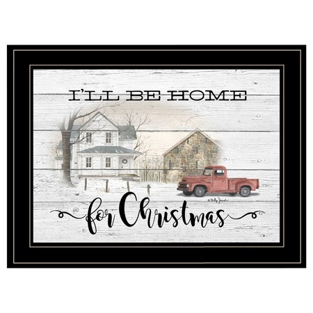 Homeroots Ill be home for Christmas 3 Black Framed Print Wall Art 406701