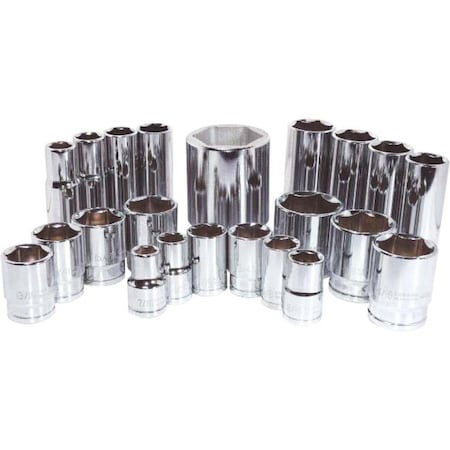 K-Tool International 1/2" Drive, 1/2" SAE Socket, 6 Points, Chrome, Deep, 6 pt., 1/2"Dr, 1/2 KTI-23216