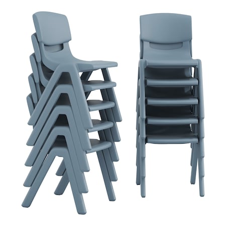 Flash Furniture Plastic Stacking School Chairs with 12 in Seat Height in Dusty Blue, 10PK 10-YU-YCX-001-DSTYBL-GG