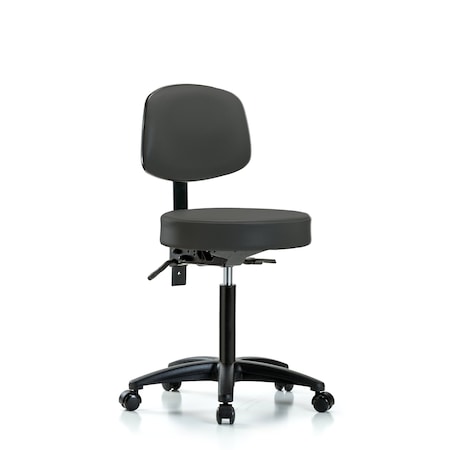 Blue Ridge Ergonomics Rutledge Vin Stool with Back-Med Bench Height with Seat TiltandCasters in Charcoal Trailblazer Vin BR-VMBST-RG-T1-NF-RC-8605