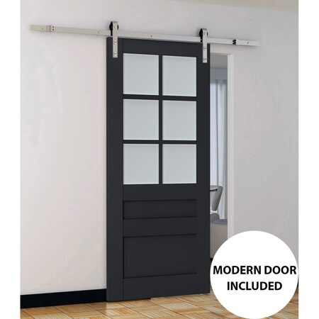 Sartodoors Sturdy Barn Door Frosted Glass 24x80 Solid Core Modern Interior VEREGIO7339BD-S-ANT-24