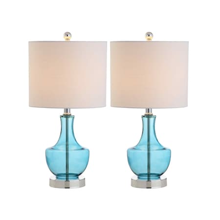 Jonathan Y Colette 20" Mini Glass Table Lamp, Amalfi Blue, 2PK JYL1029C-SET2