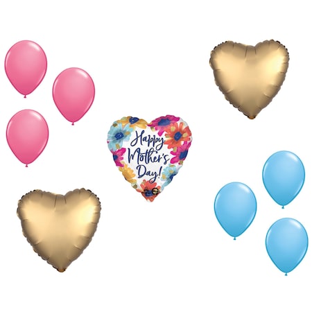 Loonballoon Mother's Day Theme Balloon Set, Mother's Day Flowers in Bloom Balloon, Heart Foil 87785