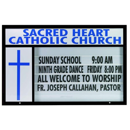 Aarco 84 in W, 50 in H, White Translucent Letterboard/Black Powder Coated Frame MBS5084BK