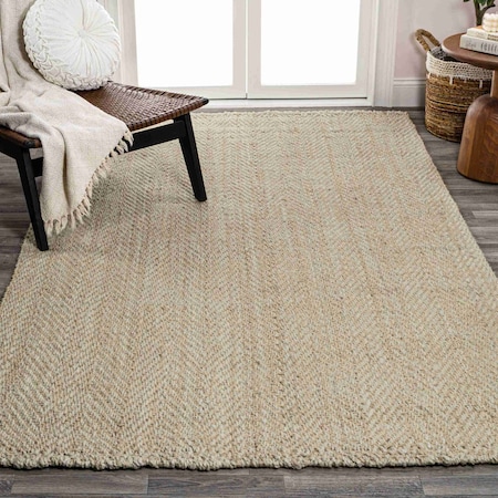 Jonathan Y Espina Hand Woven Herringbone Chunky Jute Ivory 8 ft. x 10 ft. Area Rug NFR101B-8