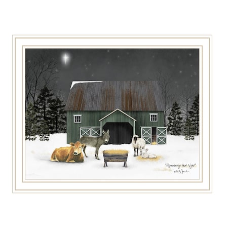 Homeroots Remembering the Night Christmas Manger White Framed Wall Art 572040