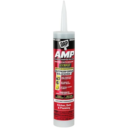 Dap 9 Oz. 00763 Crystal Clear AMP Advanced Modified Polymer Waterproof Kitchen, Bath and Plumbing 00762