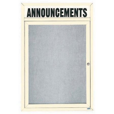 Aarco Outdoor Enclosed Bulletin Board w/ Al Frame Header, Powder Coated Ivory, 36''Hx24''W ODCC3624RHIV