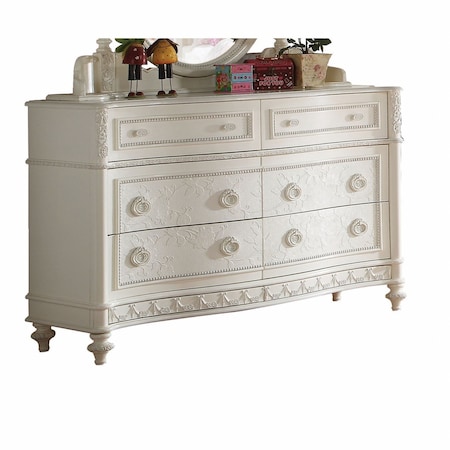 Homeroots 54" X 18" X 35" Ivory Pine Wood Dresser 285916