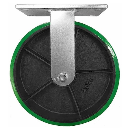 Hyw Products Heavy Duty Caster 12in x 3in Polyurethane on Cast Iron Wheel - Rigid 53-12R-A1-PC
