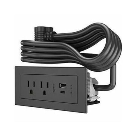 Legrand FurniturePowerOutlet, Black, 2Outlet, 10ft RDZCBK10