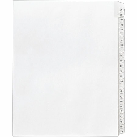 Avery Dennison Avery Side Tab Collated Legal Index Divider, 26 to 50, 8.5"x11", 25 Tabs, White/White 1702