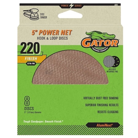 Gator 4805 Power Net Disc, 5 in Dia, 220 Grit, Extra Fine 4805GA
