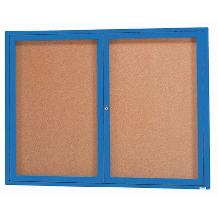 Aarco Illuminated Enclosed Bulletin Board w/ Blue Powder Coated Al Frame, 36''Hx48''W DCC3648RIB
