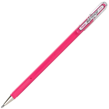 Pentel Hybrid MATTEHOP Gel Roller, 1.0mm, Matte Pink Ink, 12PK K110-VP