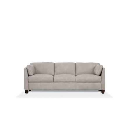 Homeroots 81" Light Gray Leather Sofa With Black Legs 491288