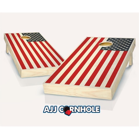 Mkf Collection By Mia K. Farrow AJJCornhole 2 Color American Flag Theme Cornhole Set with Bags - 8 x 24 x 48 in. 109-Stained2ColorAmericanFlag