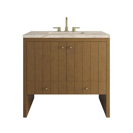 James Martin Vanities Hudson 36" Single Vanity, Honey Oak w/ 3 CM Tajnar Eclos Top 435-V36-HNO-3TJR