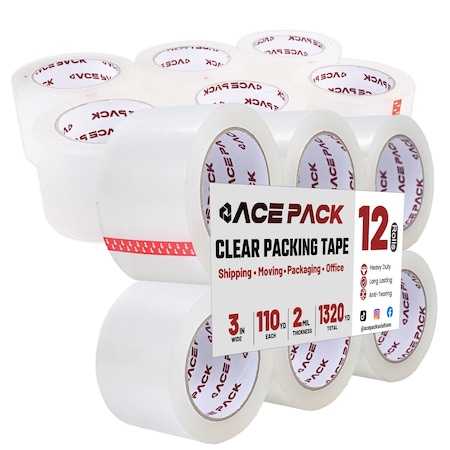 Wrightmaster 3 in. x 110 yds. Clear Heavy Duty Shipping Packaging Tape with 3 in. Core, 12PK ZR-320-110C-12