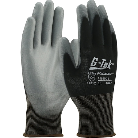 G-Tek Seamless Knit Nylon Glove with Polyurethane Coated Flat Grip on Palm & Fingers, 15 Gauge, 12PK 715SUGB/M