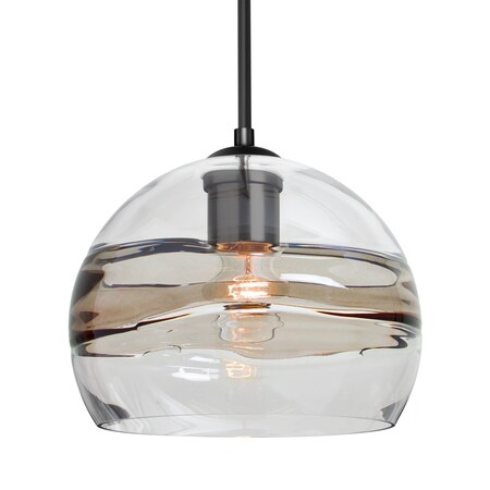 Besa Lighting Besa Spirit 8 Pendant, Clear/Smoke, Black Finish, 1x 60W MAX E26 Base 1JT-SPIR8SC-BK
