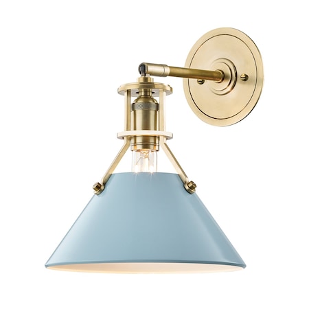 Hudson Valley Lighting Mark D. Sikes X Painted No.2 1 Light Wall Sconce 9.5 In. Aged Brass/Blue Bird MDS350-AGB/BB