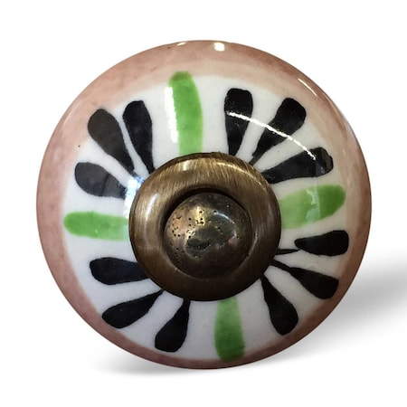Homeroots Set of Twelve Black And White Floral Ceramic Drawer Pull Knobs, 12PK 358097