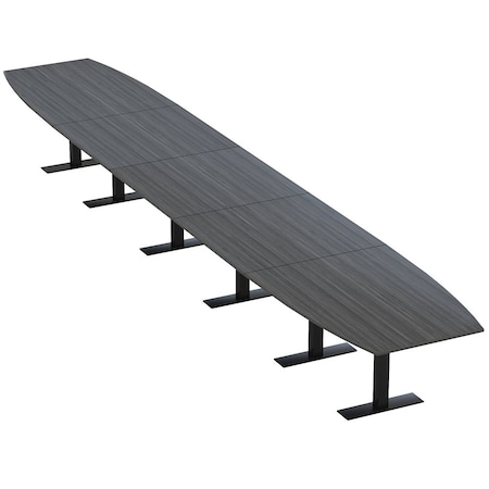 Skutchi Designs 22ft Conference Table With Power Unit | 22 Person Modular Boat Meeting Table | Harmony Series HAR-BOT-48X264-T.BK-WA7949-NA