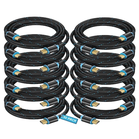 Maximm 15ft 4K 60Hz 18Gbps HDMI 2.0 Braided Cable, 10PK HD2-15ft-10PK