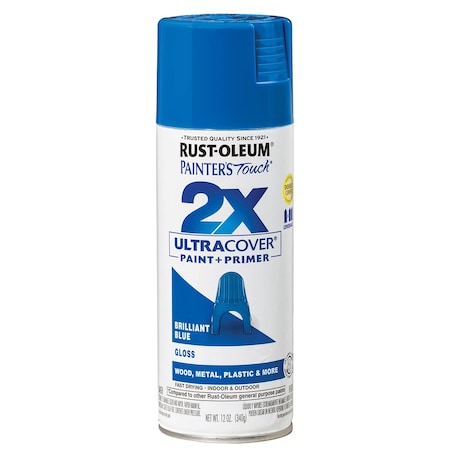 Ultra Cover 2X 12 Oz Rust-Oleum Brands Brilliant Blue Enamel Spray Paint, Gloss 334027