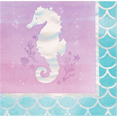 Omg Iridescent Mermaid Party Beverage Napkins, 16PK OM1640877