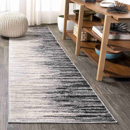 Jonathan Y Linear Modern Half-Stripe Gray/Cream 2 ft. x 8 ft. Runner Rug CTP112B-28