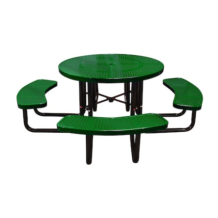 Leisure Craft 46" Round Picnic Table, Perforated Metal, Portable, Green T46ROP-PERF-GREEN