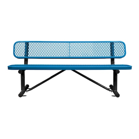 Leisure Craft Bench/Back, Surface Mount, 6ft., Blue B6WBSM-BLUE