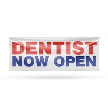 Signmission Dentist Now Open, 18 Inch x 48 Inch, Vinyl Banner B-30541