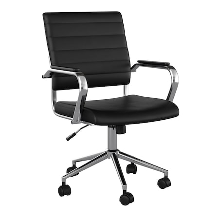 Martha Stewart Piper Upholstered Office Chair in Black/Polished Nickel CH-220921-2-BK-MS