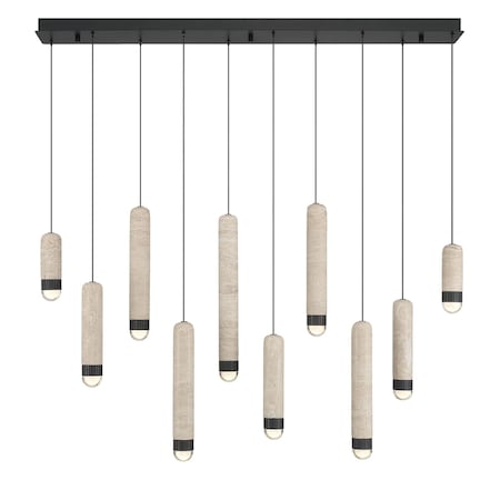 Euf Cambre, Chandelier , 10-Light, 50", Matte Black, Travertine 50129-010