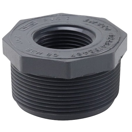 Genova LASCO 839249BC Reducing Bushing, 2 x 1 in, MIP x Female, PVC, SCH 80 Schedule 839249-BC