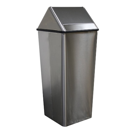 Witt Industries Medium Square Hamper with Swingtop, Stainless 1411HTSS