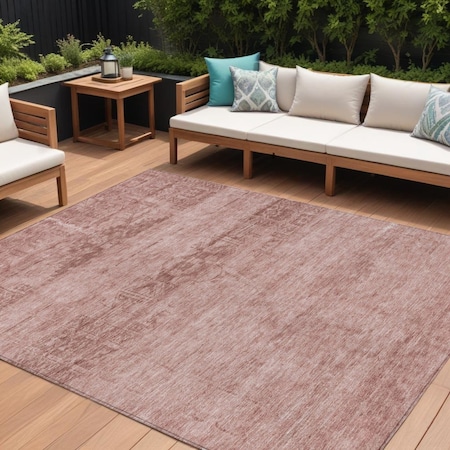 Homeroots 10' X 14' Blush And Mauve Medallion Washable Indoor Outdoor Area Rug 616105
